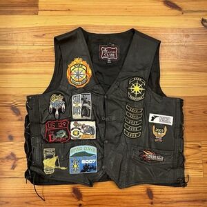 Vintage Leather Club Genuine Leather Moter Cycle Riding VestMens Size 50